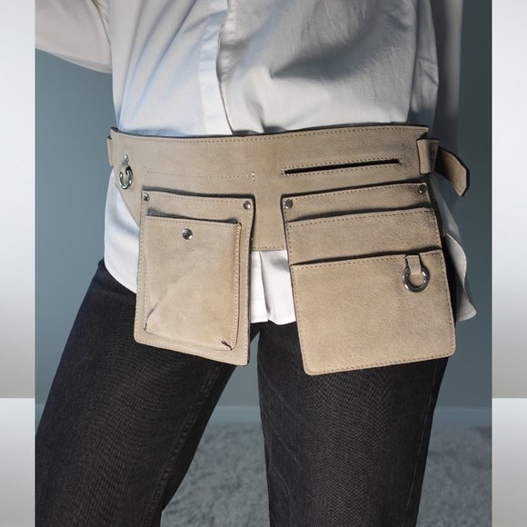 Zara Tan Beige Suede Utility Style Belt Bag - Picture 8 of 11